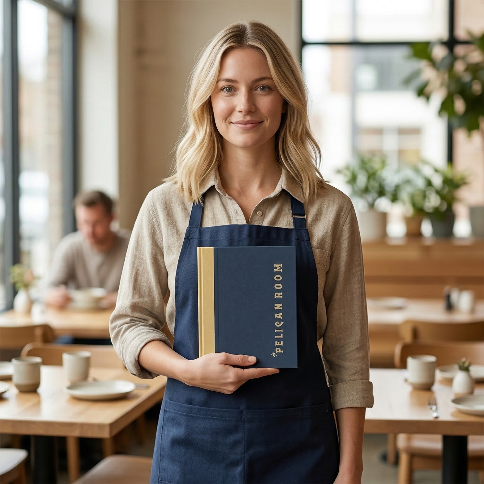 The Pelican Room Linen Splitwrap Binder with two viewing panels with corner catches inside
